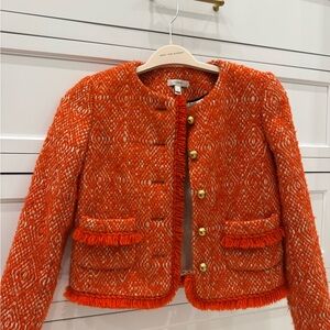 J. Crew Orange Tweed Jacket with Cream Lining
